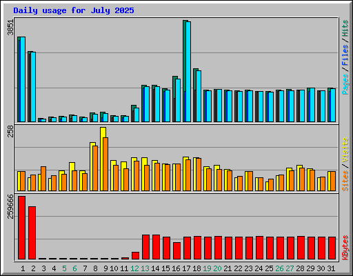 Daily usage for July 2025