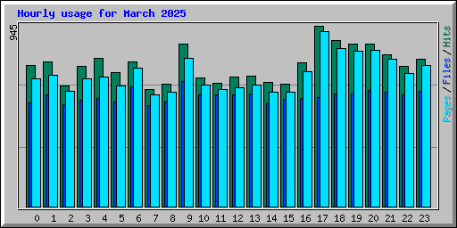 Hourly usage for March 2025